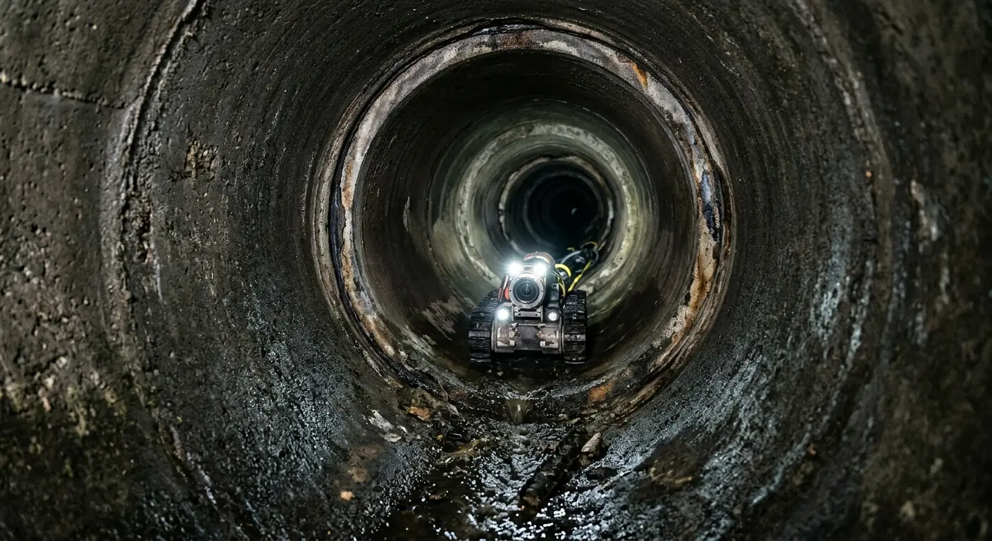 Robotic sewer camera inspecting pipe interior for Drain Snake Service in Sioux City
